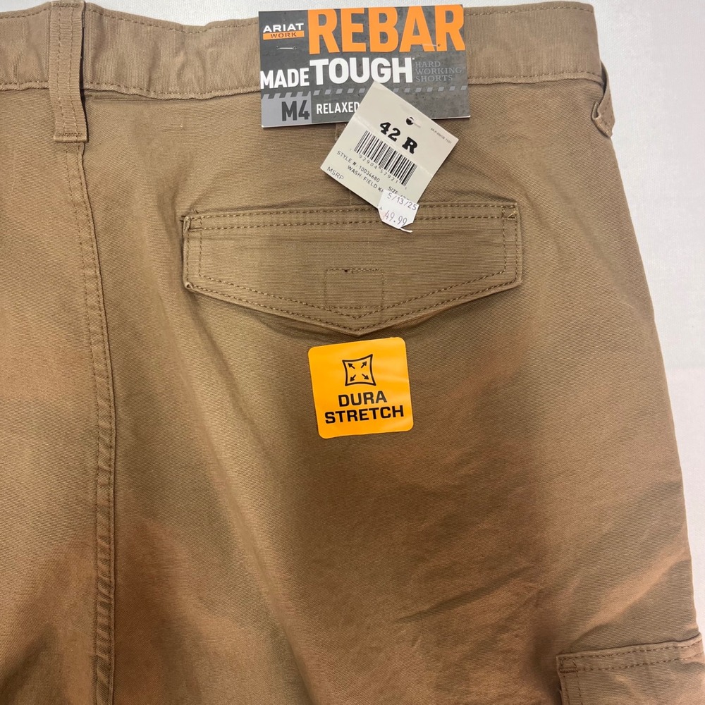 ARIAT Rebar M4 Relaxed Fit Work Shorts DuraStretch Brown Size 42 Cargo - Picture 3 of 8